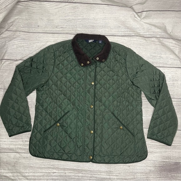 Lands' End Women’s Large Green Quilted Lightweight Barn Coat Jacket - Picture 1 of 7